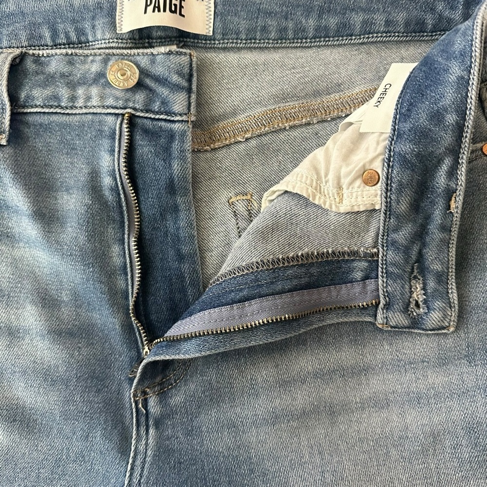 PAIGE Cheeky Ultra High Rise Skinny Jeans Destructed Swap Meet Women’s Size 31 - Picture 7 of 11